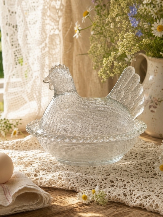 Indiana Glass Other - Vintage Indiana Glass “Hen on Nest” – Premium Clear Edition